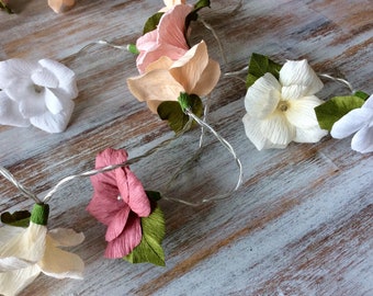 Crepe Paper Flower Fairy Lights: Wedding, Bedroom Decor