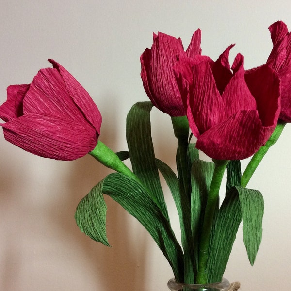 Realistische Krepppapier Tulpen | Rote Tulpen Frühling Hochzeit Blumen | rote Papierblumen Dekoration Wohnkultur