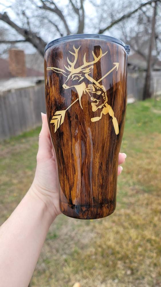 Wood Grain Hunting and Fishing Tumbler Custom Etsy