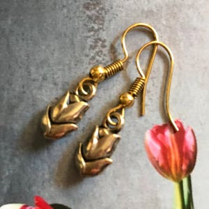 Earrings. Tulips. Old gold. Holland.
