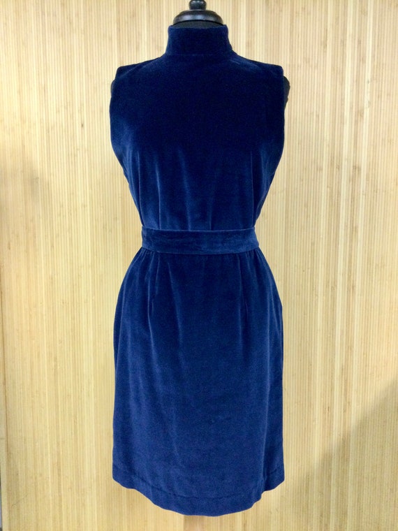 Rare 1990’s Vintage Ann Taylor Blue Velvet Mock Ne