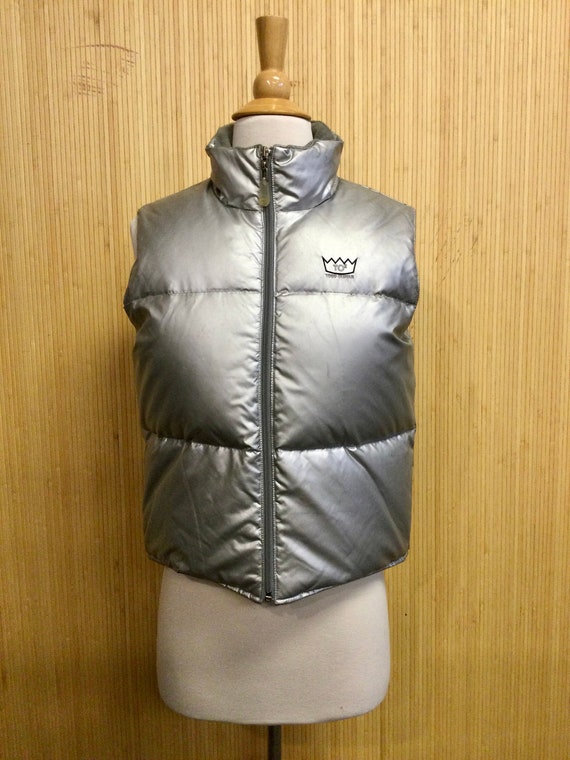Todd Oldham Silver Mock Neck Down Puffer Vest