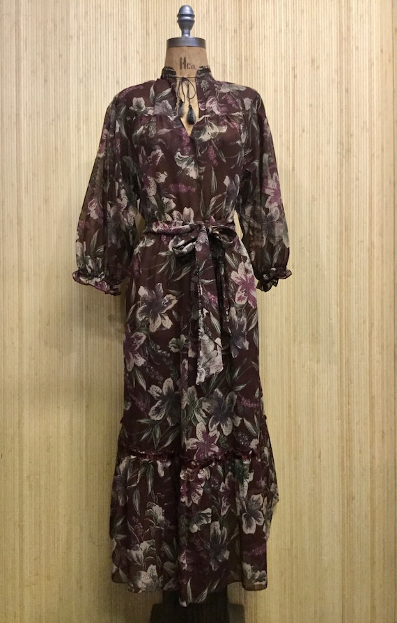 1970’s Vintage Foxy Lady Prairie Style Floral Midi
