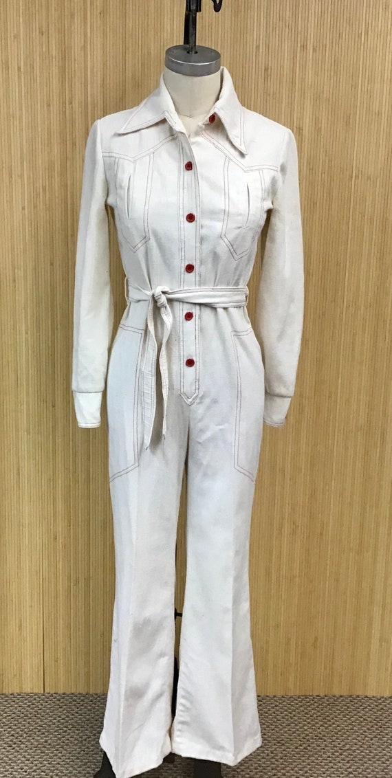 Jonathan Logan 1970’s Off-White Linen Jumpsuit