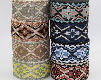 5 meters of strap with retro Boho, ethnic, Mayan, Geometric pattern for bags, vintage wide shoulder straps, 50mm bag strap