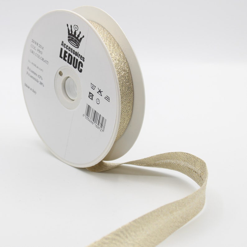 20 Mètres Biais Lurex 20mm coloris métalliques 2088mm 9563 Light Gold