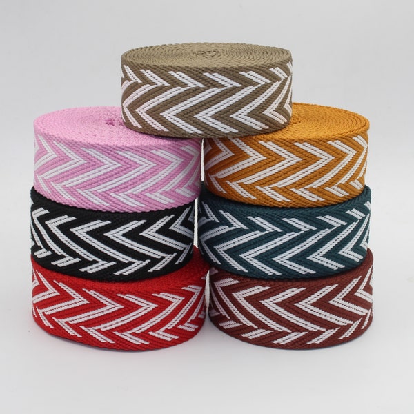 5 mètres Sangle avec motif Chevron, lignes, flèches, géométrique 38mm