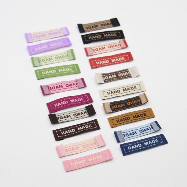 Leduc 20 Labels Handmade woven 45 x 10 mm Sewing Labels Gift Couture Handmade Birthday Baptism Valentine's Wedding DIY