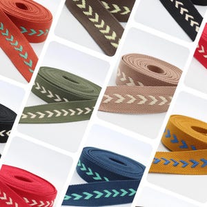 5 meters Cotton Webbing 3.8cm Width with Coloured Herringbone Motif