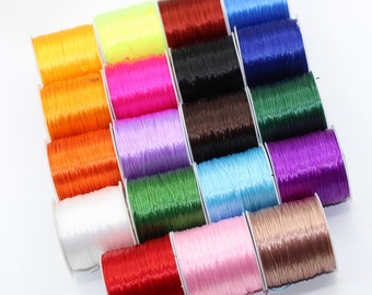 Hilo elástico 19 colores carretes de 50m 0.8mm para coser hacer pulsera collar decoración de cuentas