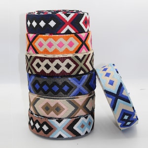 5 metrów taśmy z linią Ethnic Diamond Pattern Luksusowa psychodeliczna geometria 38 mm