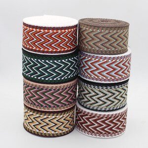 5 meter W-format band, kraftig väskrem, reservväskrem, etnisk, geometrisk rem, 50 mm axelrem