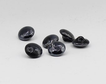 Botones antiguos en vidrio negro 10 13 15mm 1970 70' 1960 60' Made in Japan Treasure Rare Story Vintage Jais