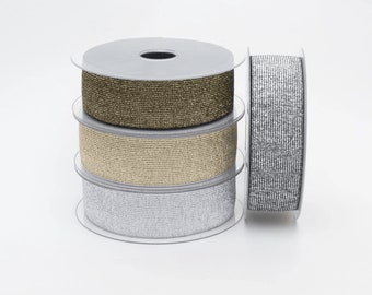 10m of gold or silver lurex elastic 20,25,30 or 40mm