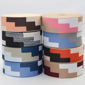 5 meters of colorful geometric webbing, 38 MM, geometric figure ribbon, geometric trim, sewing supplies, lace and braid