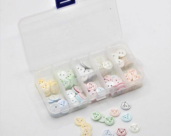 150 Boutons coloré Ours mignon 13mm Mix de 10 couleurs Boite pour enfants, bébés, costumes