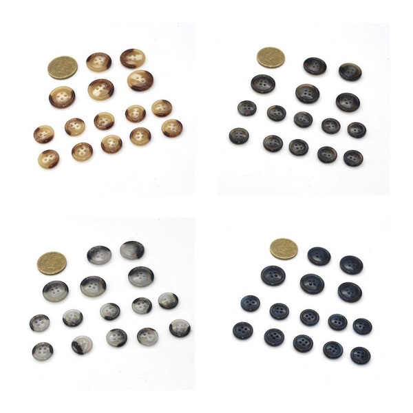 15 boutons pour costume homme, veste de costume, blazer, gilet, bouton à 4 trous, "10*15mm + 5*20mm", parfaits pour les costumes sur mesure