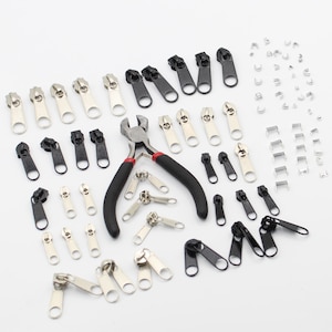 85-piece zipper repair kit with pliers, simple and double-double universal spare slider slide