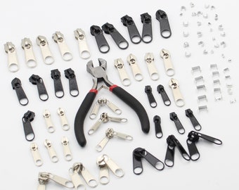 85-piece zipper repair kit with pliers, simple and double-double universal spare slider slide