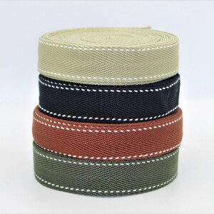 5 mètres de sangle Sergé avec motif points en surpiqure Urban Ligne Luxe Sobre Géométrique 30mm