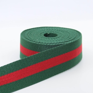 5 Meters of Webbing, Green/Red, with Stripes, 50mm Webbing, Trim, Bag Handle, Striped Straps, Bag Straps, Military
