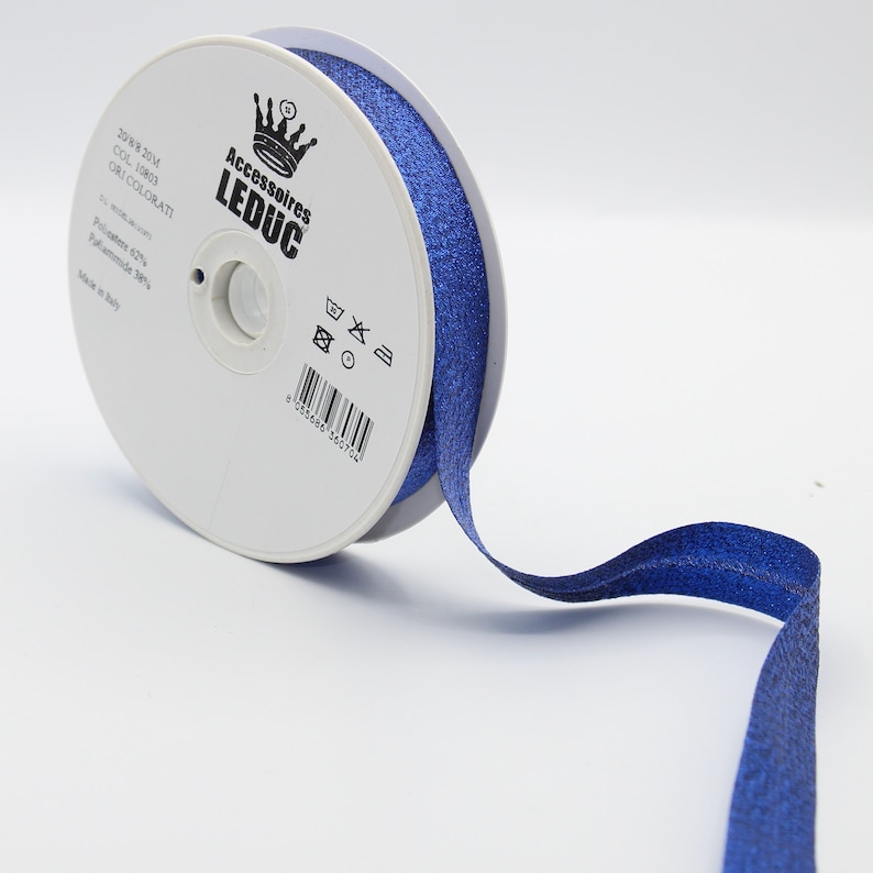 20 Mètres Biais Lurex 20mm coloris métalliques 2088mm 10803 Bleu