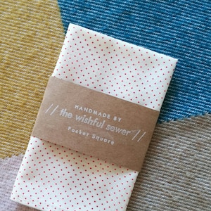Red dotted men&#39;s pocket square // cotton pocket square / polka dot pocket square / wedding pocket square / men&#39;s handkerchief
