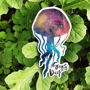 Holographic Galaxy Jellyfish Vinyl Sticker | Seas the Day | Jellyfish Decal | Rainbow Jellyfish | Jellyfish Sticker | Holographic Sticker |