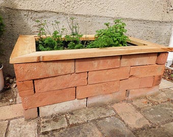 Kit cheap raised bed garden bed herb bed planter original old wall stones bricks DIY