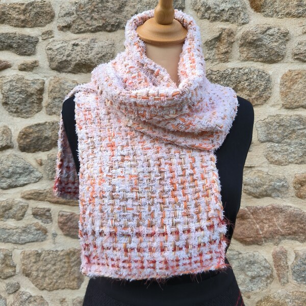 Écharpe, tour de cou, tissé, en laine recyclée, 130 cm × 21 cm
