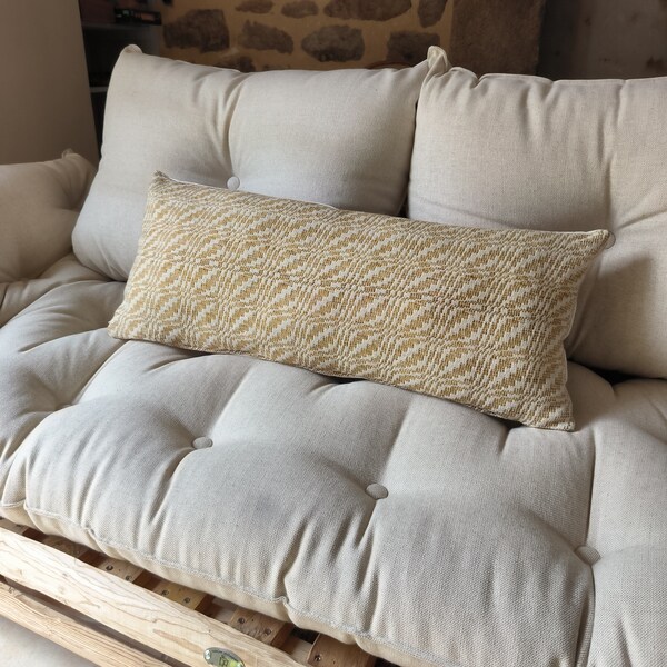 Coussin de décoration d'intérieur, mérinos, coton, housse et coussin, 70 par 30 cm