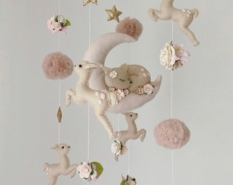 Leaping Fawn Baby Mobile | Baby Crib Mobile | Baby Shower | Nursery decor | Handmade Baby Mobile