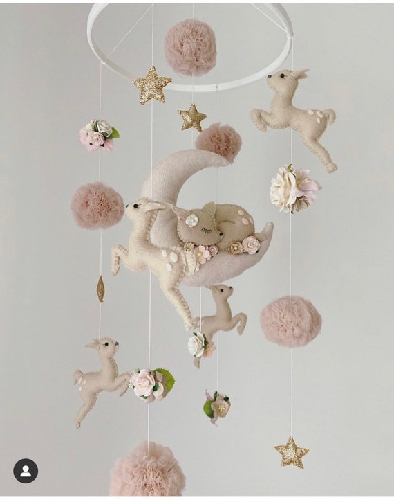 Leaping Fawn Baby Mobile Baby Crib Mobile Baby Shower Nursery Decor  Handmade Baby Mobile 