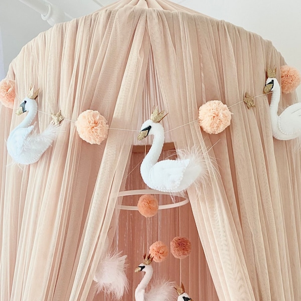Swan Princess Garland | Girls room decor | Swan nursery | Birthday gift | Girls room