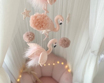 Flamingo Baby Mobile | Cot Mobile | Crib Mobile | Handmade Nursery Mobile | Nursery Decor | Baby Shower Gift