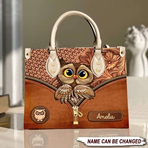 Personalized Owl Handbag, Owl Leather Bag,Pet Leather handbag,Bird Leather Bag, Crossbody Bag,Owl  Handbag, Owl Purse Bag Wallet,Travel Bag