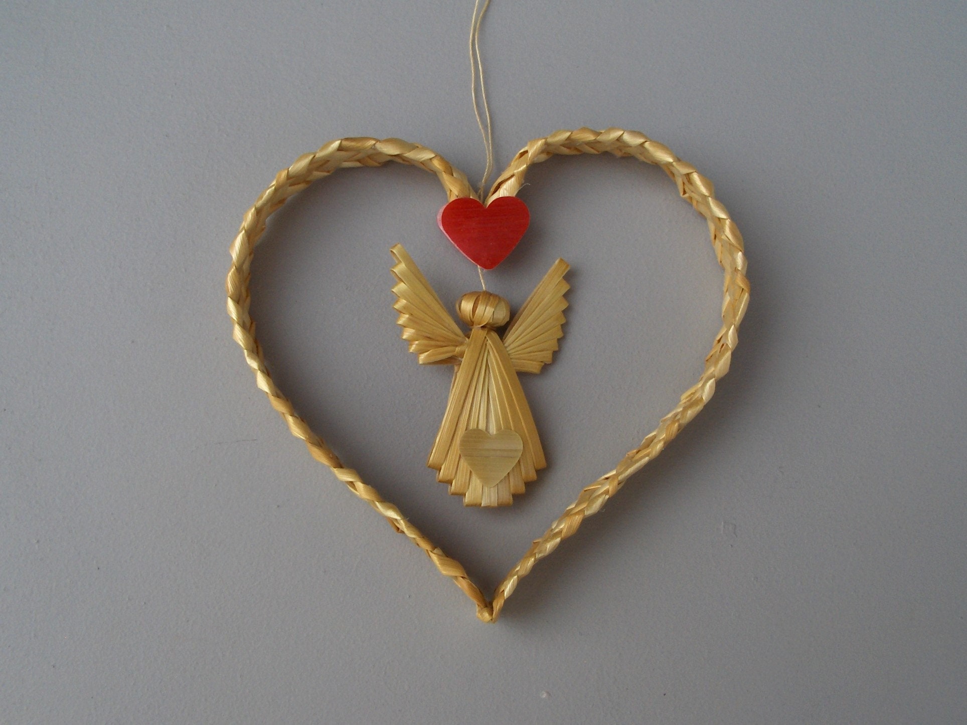 Coeur en Tissage de Paille/Ange Son Centre