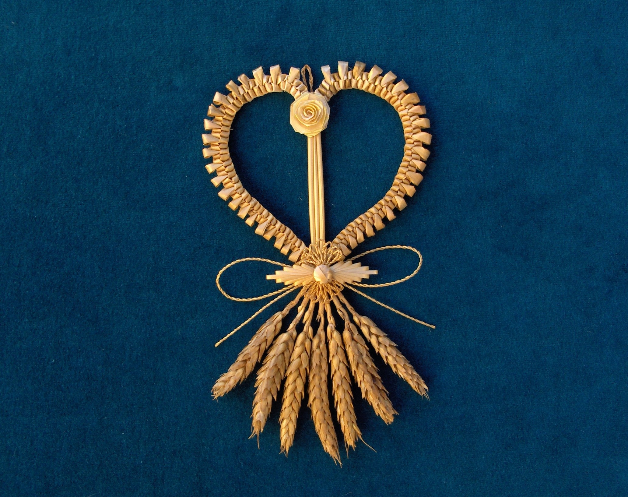 Cœur Tissé avec 8 Tiges de Paille, Cadeau Troisième 3 Année Mariage | Froment