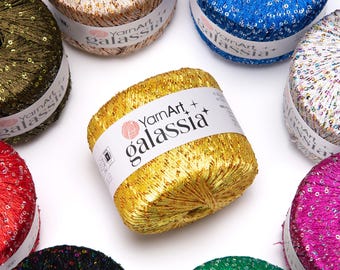 Yarn Galassia YarnArt payette yarn sequin yarn payette sequin yarn beads yarn paillette yarn metallic yarn lurex yarn metal yarn paillette