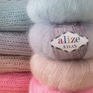 Hilo Alize Atlas 50g hilo de lana hilo de mezcla de lana hilo suave hilo de mohair hilo de mohair bebé hilo de cabra pelo de cabra hilo de cabra angora hilo de lana lana