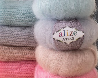 Yarn Alize Atlas 50g yarn wool yarn wool blend yarn gentle yarn mohair yarn baby mohair goat yarn goat fur angora goat yarn wool thread wool