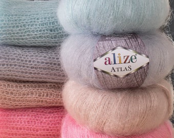 Yarn Alize Atlas 50g yarn wool yarn wool blend yarn gentle yarn mohair yarn baby mohair goat yarn goat fur angora goat yarn wool thread wool