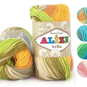 Yarn Alize Bella batik yarn 100% cotton yarn cotton thread colorful yarn multicolor yarn melange yarn crochet cotton string knitting cotton