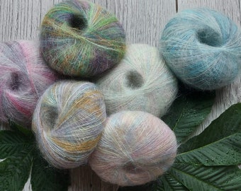 Yarn Kidsilk Belissimo print kid mohair silk yarn batik mohair multicolor melange yarn rainbow yarn sectional yarn sectional yarn Drops kid