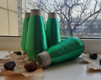 Green metallic yarn 100g green metallized yarn glitter yarn lurex yarn green shiny yarn cone brocade yarn lurex bobbin lurex metallized