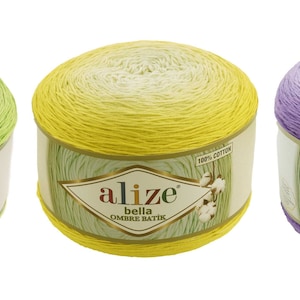 Gradient yarn Alize Bella ombre batik 250g-900m yarn cakes cotton grade yarn gradient cotton batik cotton colorful yarn rainbow cotton batik