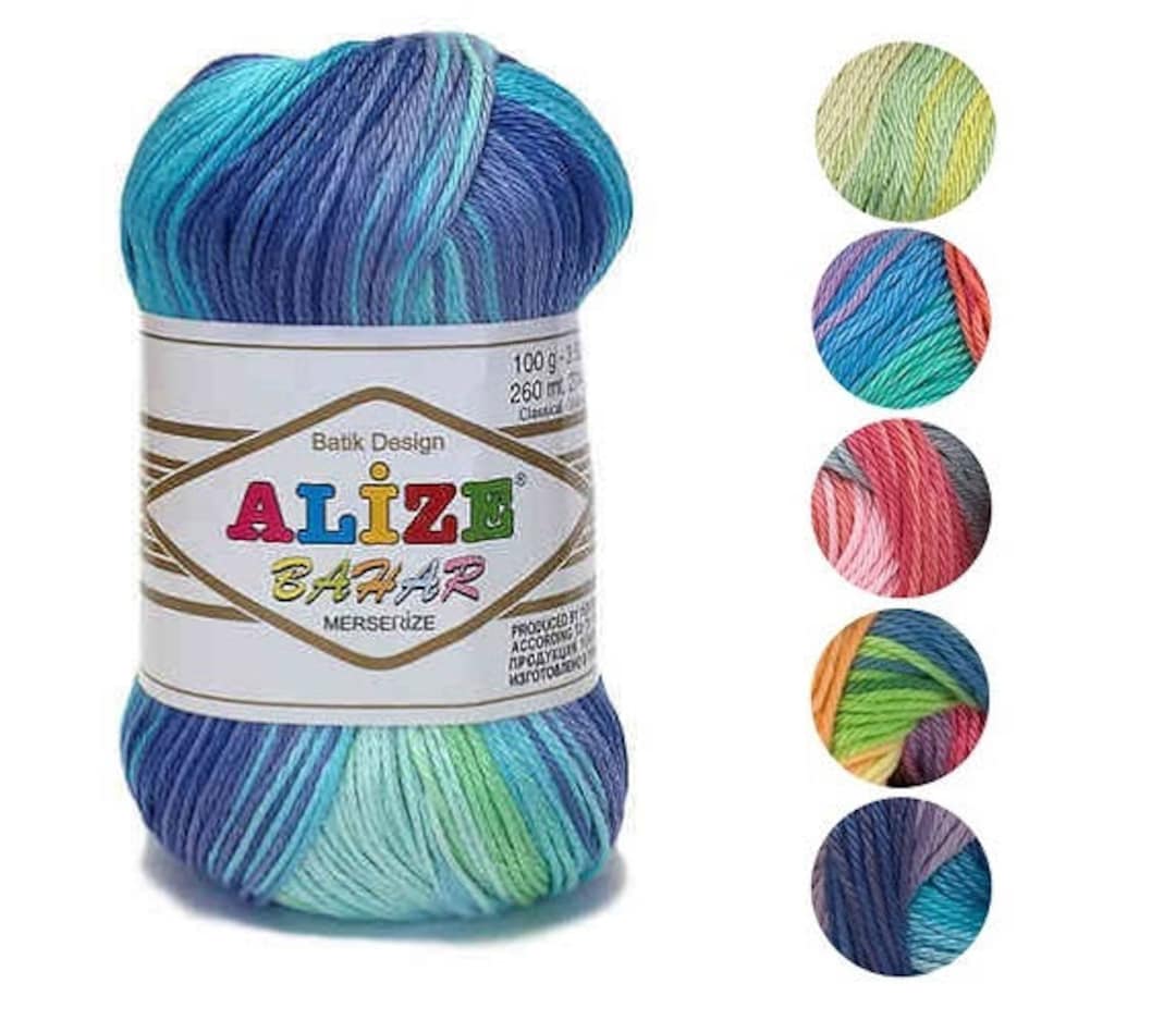 Yarn Alize Bahar Batik Yarn Cotton Yarn 100% Mercerized Cotton Thread ...