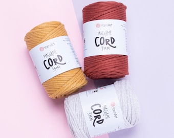 Yarn Macrame Cord 3 MM YarnArt cord yarn knitted cord yarn macrame yarn rope yarn lacing yarn twine yarn twisted yarn for bags yarn clutch