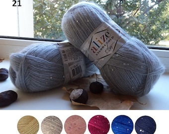 Yarn Alize Angora Gold Star payette yarn sequins yarn payette sequin yarn wool yarn mohair yarn beaded yarn acrylic yarn beads yarn Turkish