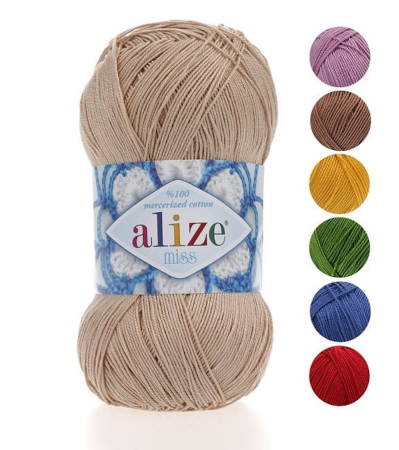 Filato Alize Miss filato di cotone filato 100% cotone mercerizzato filo di cotone all'uncinetto cotone naturale filato naturale cotone per maglieria filato ecologico immagine 1